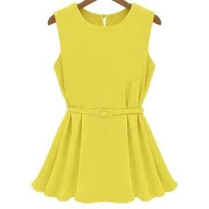 🆕 Yellow Chiffon Blouse with matching belt